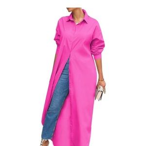 NWT WOMENS CASUAL LONGLINE SHIRT DRESS DUSTER
